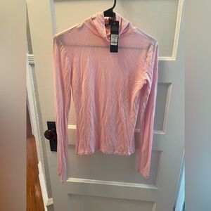 Fashion Nova Light Pink Long Sleeve Mock Neck Top